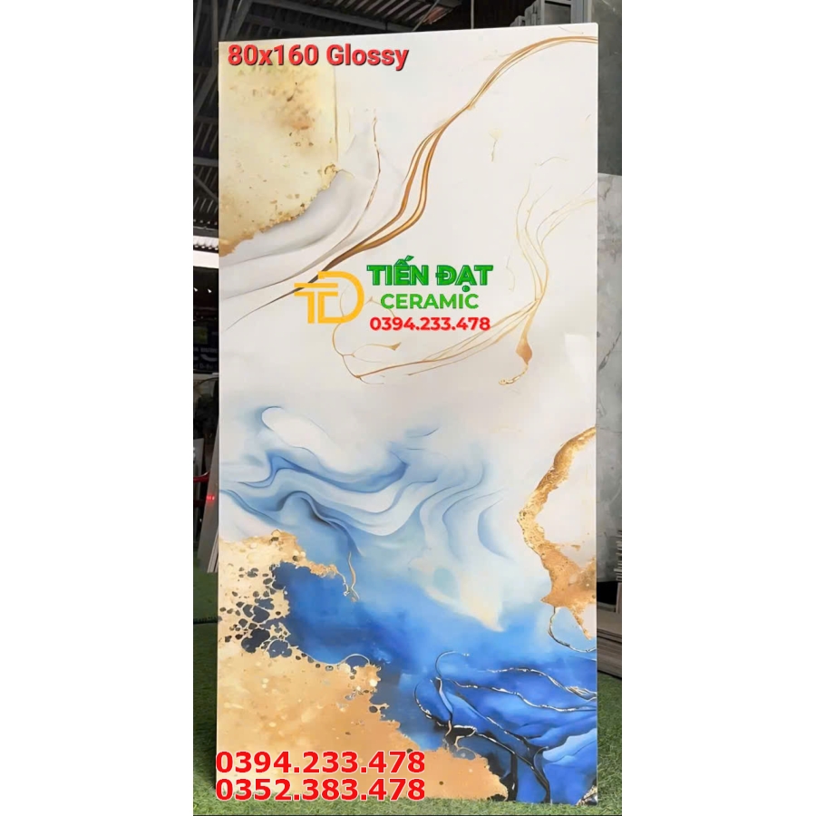 Gạch Khổ Lớn 80x160 Ốp Tường Trắng Xanh Vàng Cao Cấp
