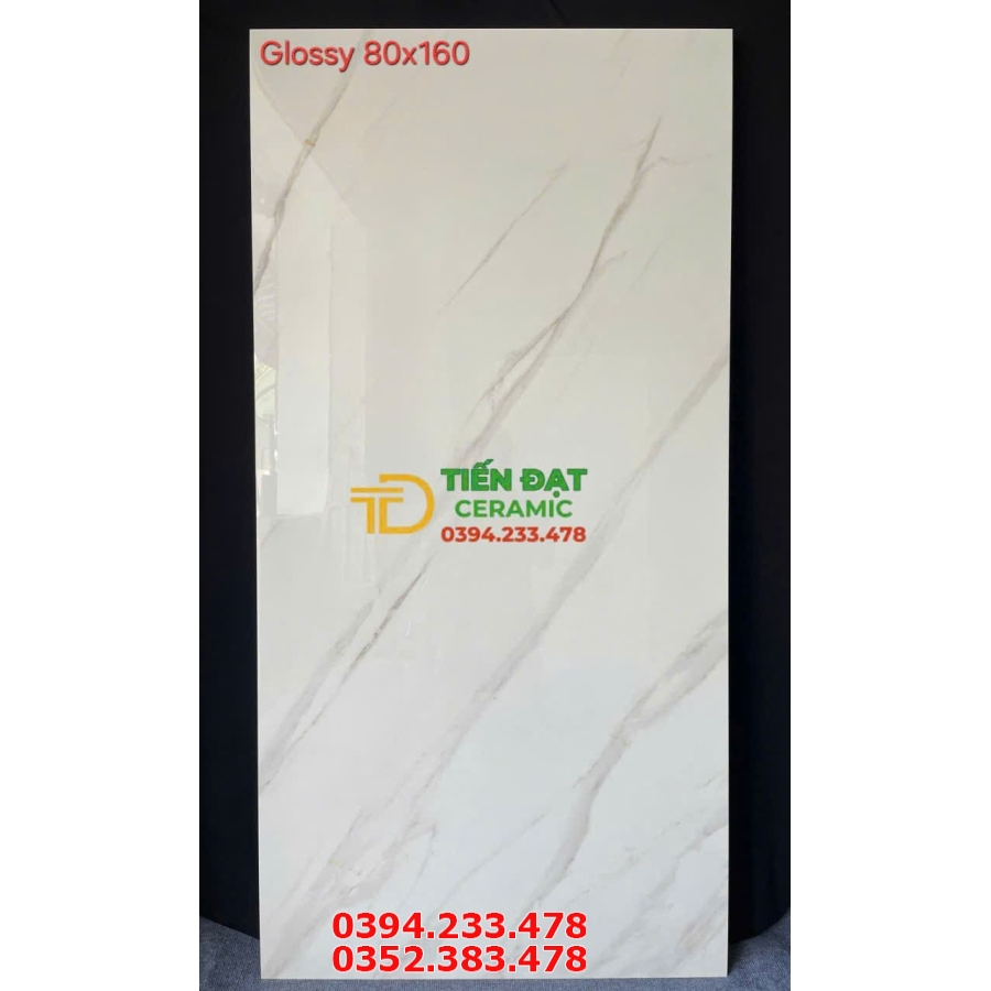 Gạch Khổ Lớn 80x160 Trắng Vân Kim Cương Ốp Lát Biệt Thự
