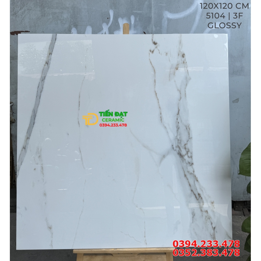 Gạch Khổ Lớn Ấn Độ 120x120 Trắng Vân Vi Tinh Mẫu Mới