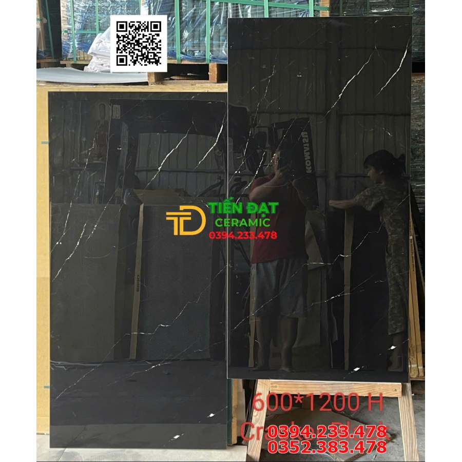 Gạch Khổ Lớn Ấn Độ 60x120 Đen Trắng Bóng Vi Tinh