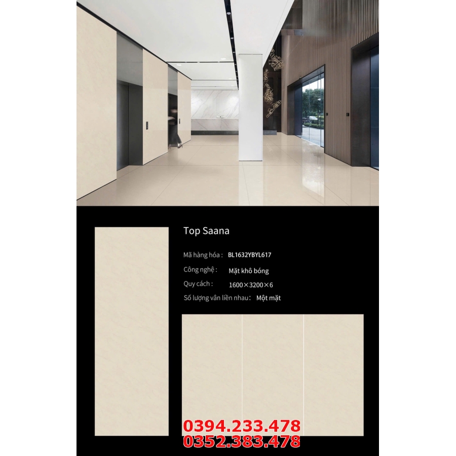 Gạch Khổ Lớn Ốp Lát Biệt Thự 1600x3200 Vân Vàng Kem