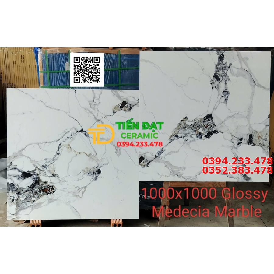 Gạch Khổ Lớn Ốp Mặt Tiền 10x100 Trắng Đen Giả Đá Medecia Marble