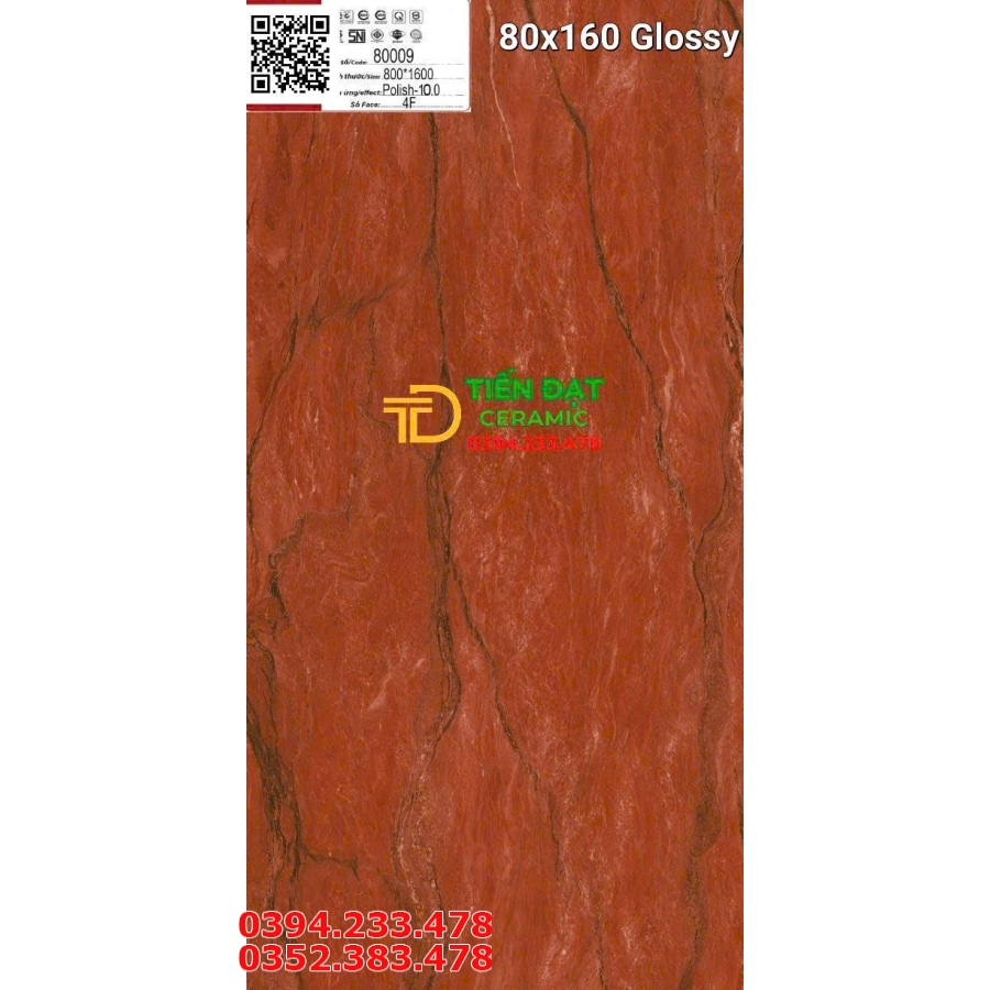 Gạch Khổ Lớn Prime 80x160 Vân Đen Đỏ Ốp Lát