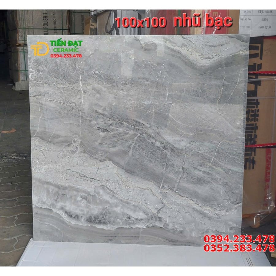 Gạch Khổ Lớn TQ 100x100 Nhũ Bạc Vàng Lát Nền Nhà Hàng