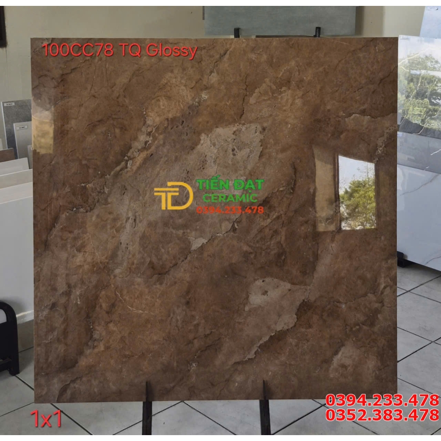 Gạch Khổ Lớn TQ 100x100 Vân Nâu Đậm Ốp Lát Nhà Hàng 