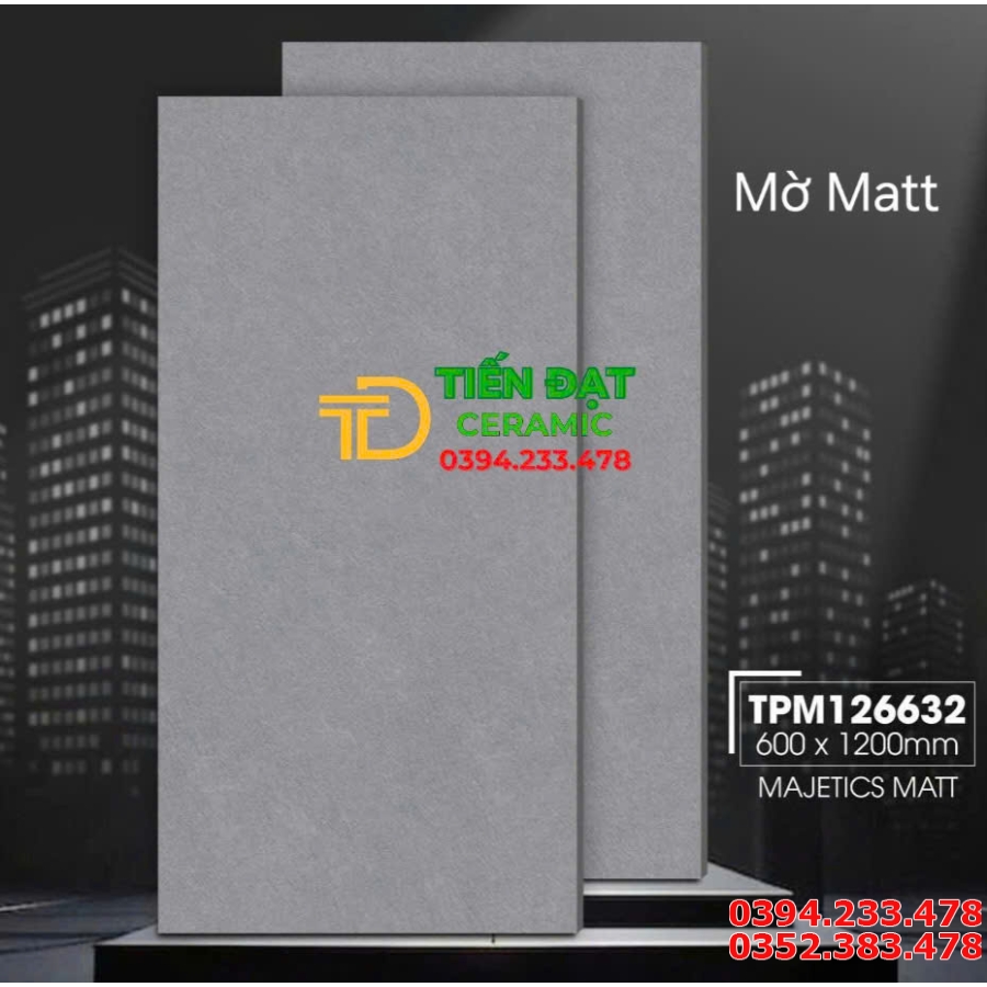 Gạch Khổ Lớn Vicera 60x120 Lát Nền Vân Xám Mờ Matt