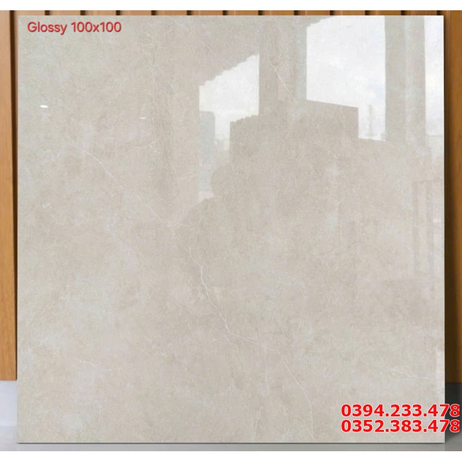 Gạch Khổ Lớn Viglacera 100x100 Vân Vàng Kem Ốp Tường 