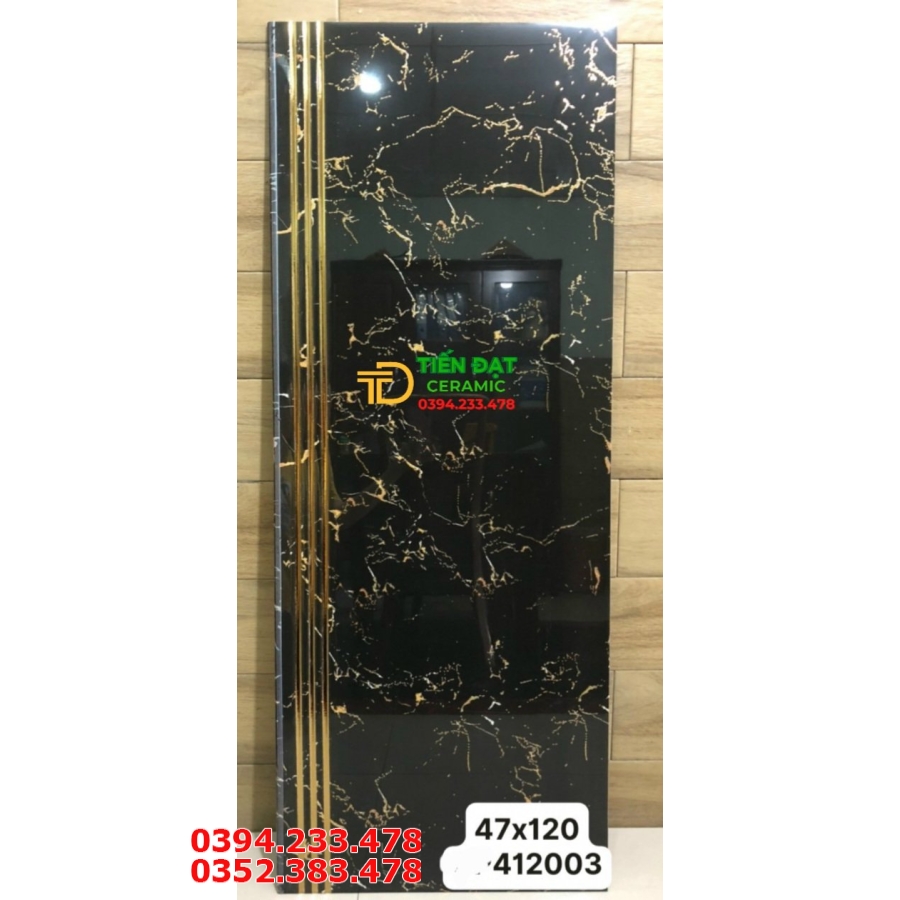 Gạch Lát Cầu Thang 47x120 Nhũ Vàng Đen Vân Cam