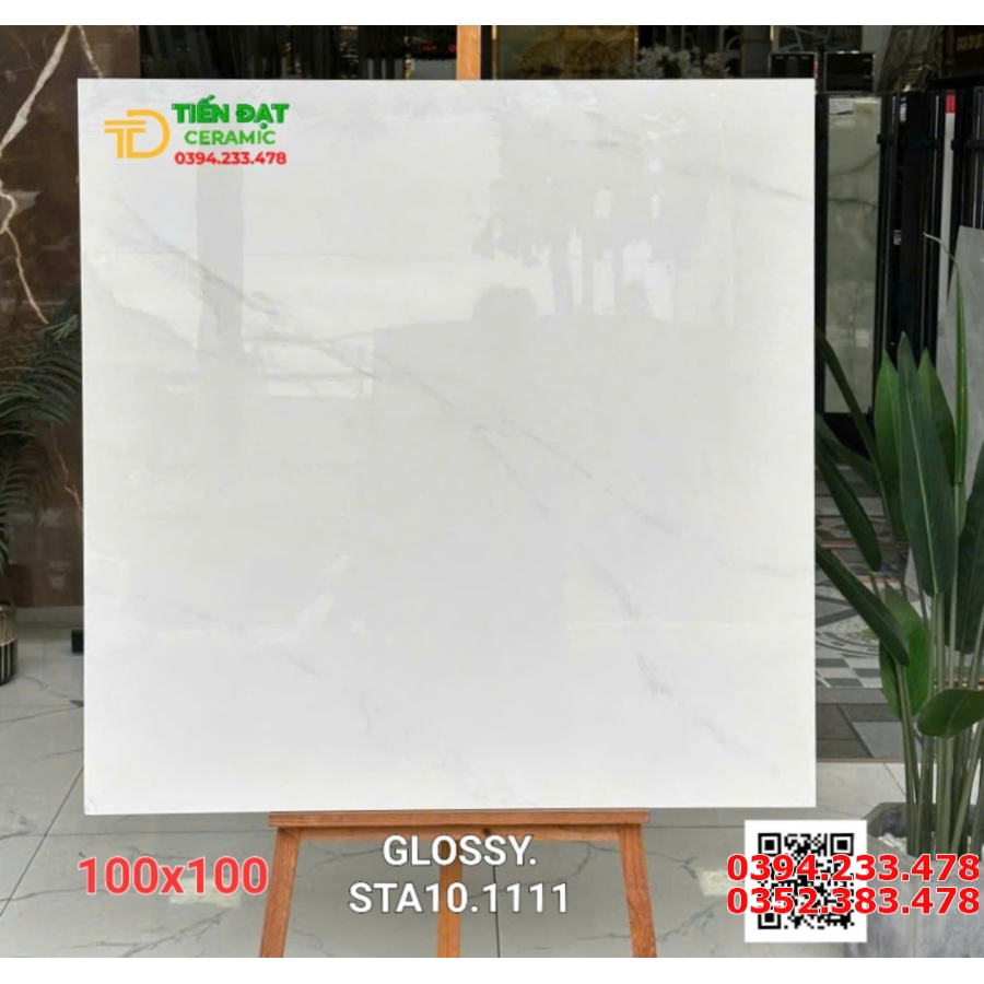 Gạch Lát Nền 100x100 Trắng Vân Mây Xả Kho Giá Rẻ