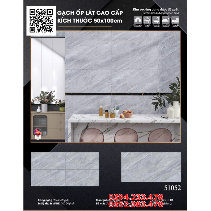 Gạch Lát Nền Bóng Kiếng 50x100 Prime Cao Cấp