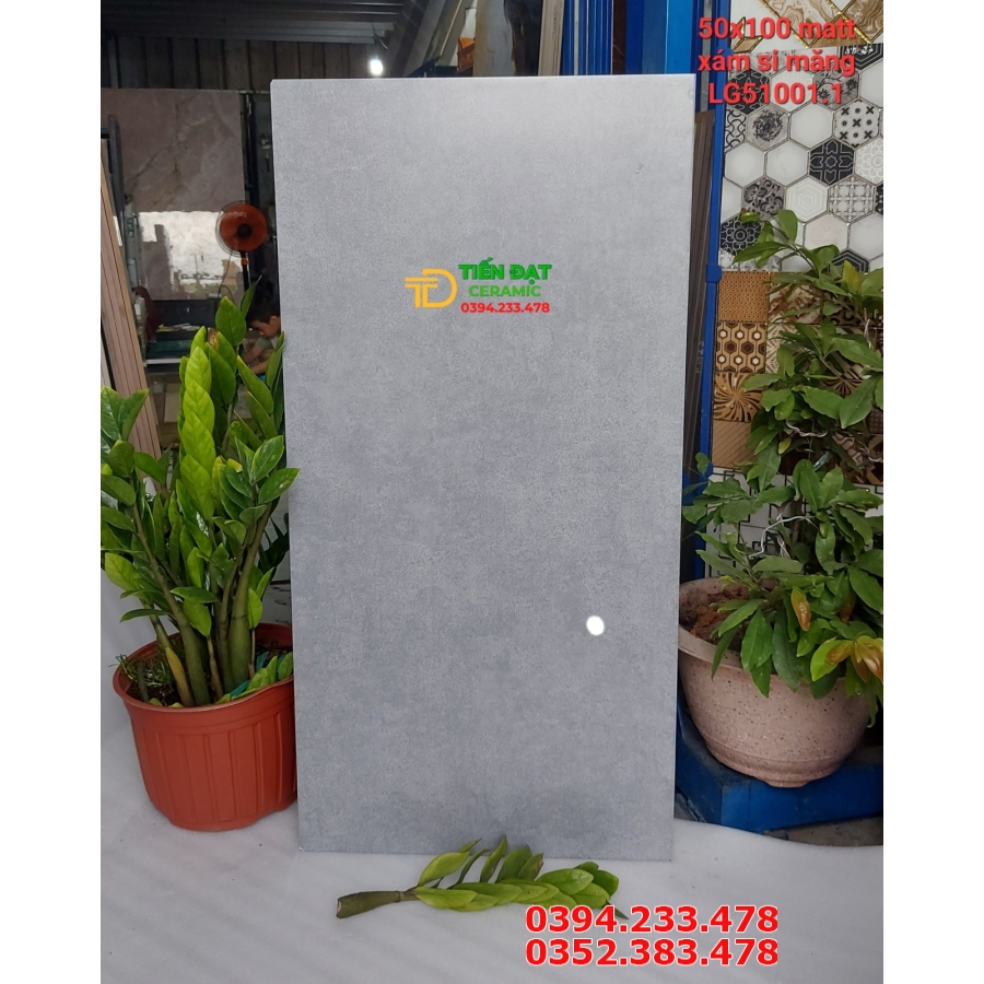 Gạch Lát Nền 50x100 Vân Xám Xi Măng Mờ Matt