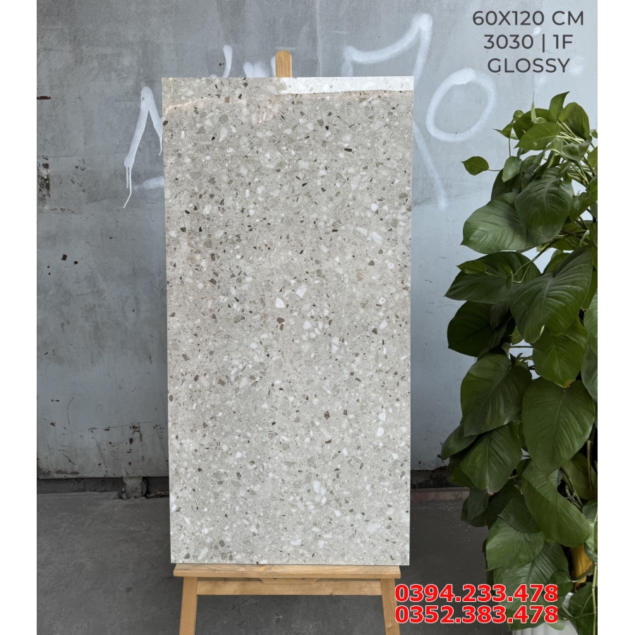 Gạch Lát Nền 60x120 Bóng Kiếng Glossy Terrazzo