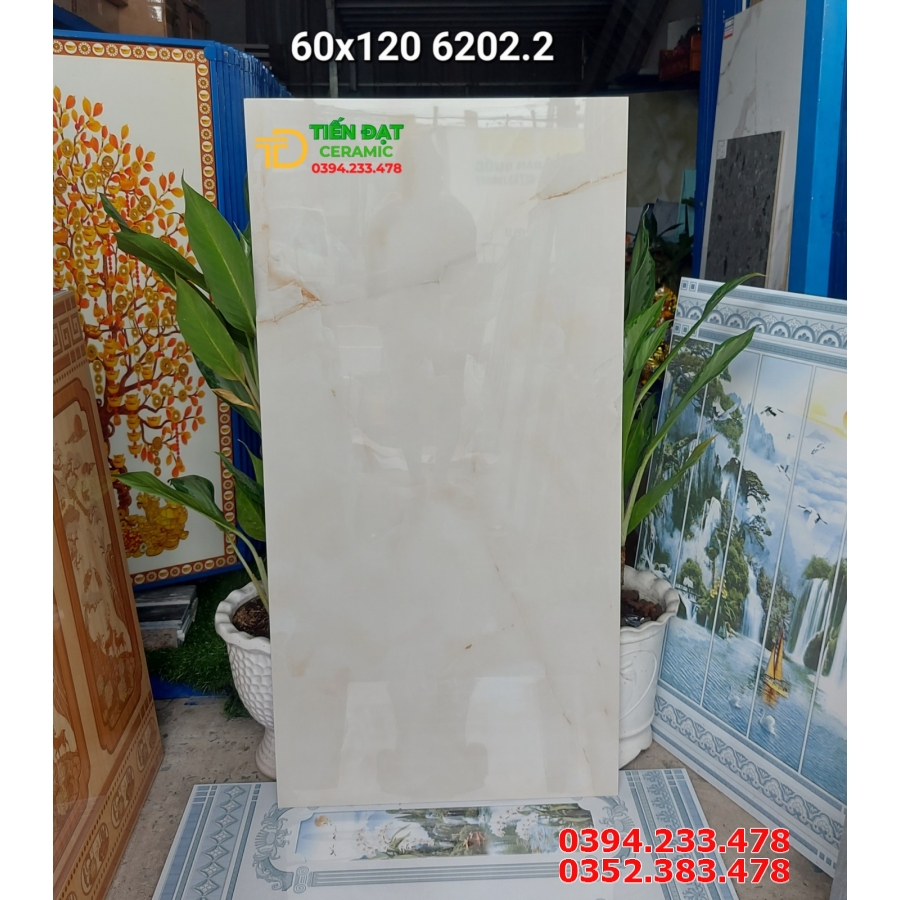 Gạch Lát Nền 60x120 Cao Cấp Vân Vàng Nhạt Mẫu Mới Hót