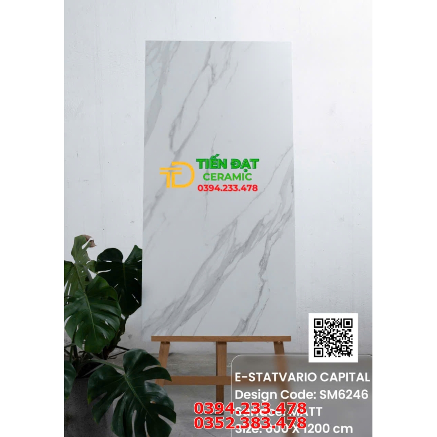 Gạch Lát Nền 60x120 Đá Mờ Trắng Vân Xám Giá Rẻ