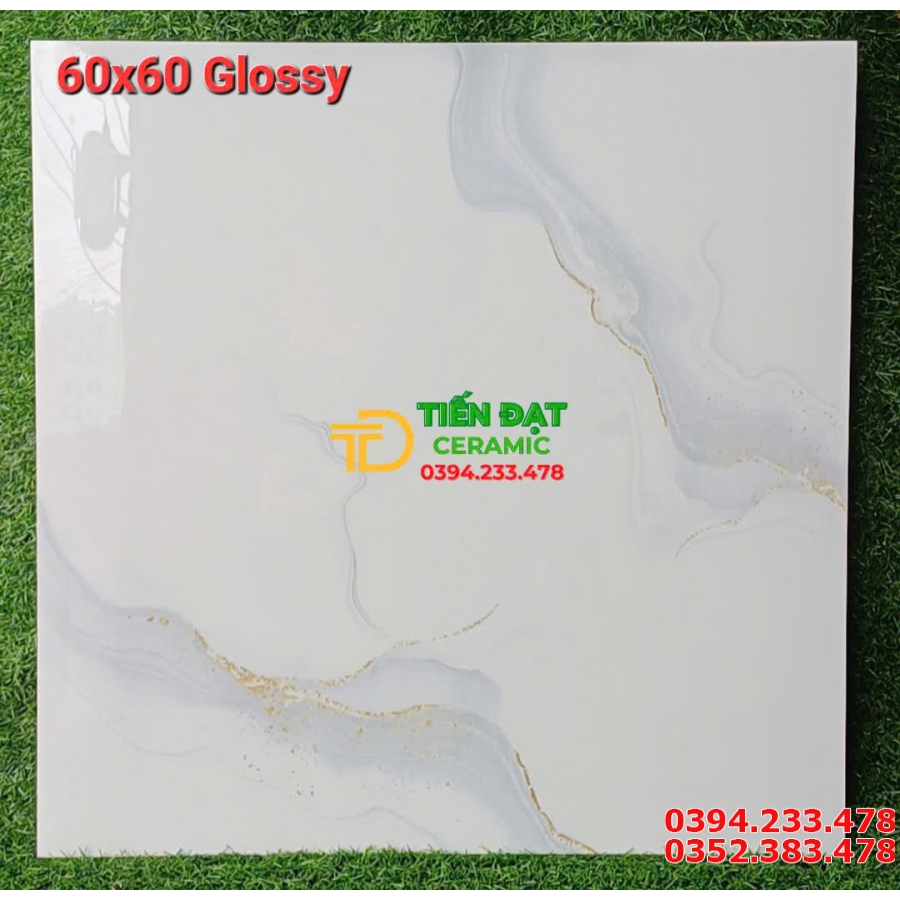 Gạch Lát Nền 60x60 Đá Bóng Kiếng Trắng Vàng Mới Nhất