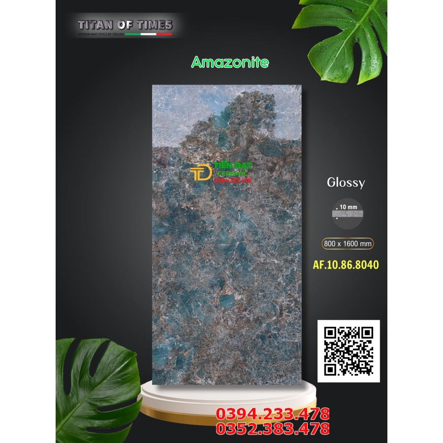 Gạch Lát Nền 80x160 Vân Xanh Hoa Cương Bóng Kiếng