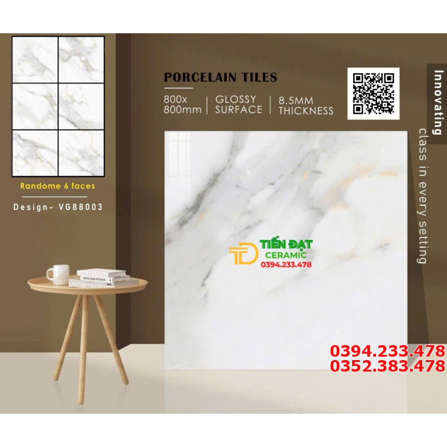 Gạch Lát Nền 80x80 Bóng Kiếng Vi Tinh Cao Cấp