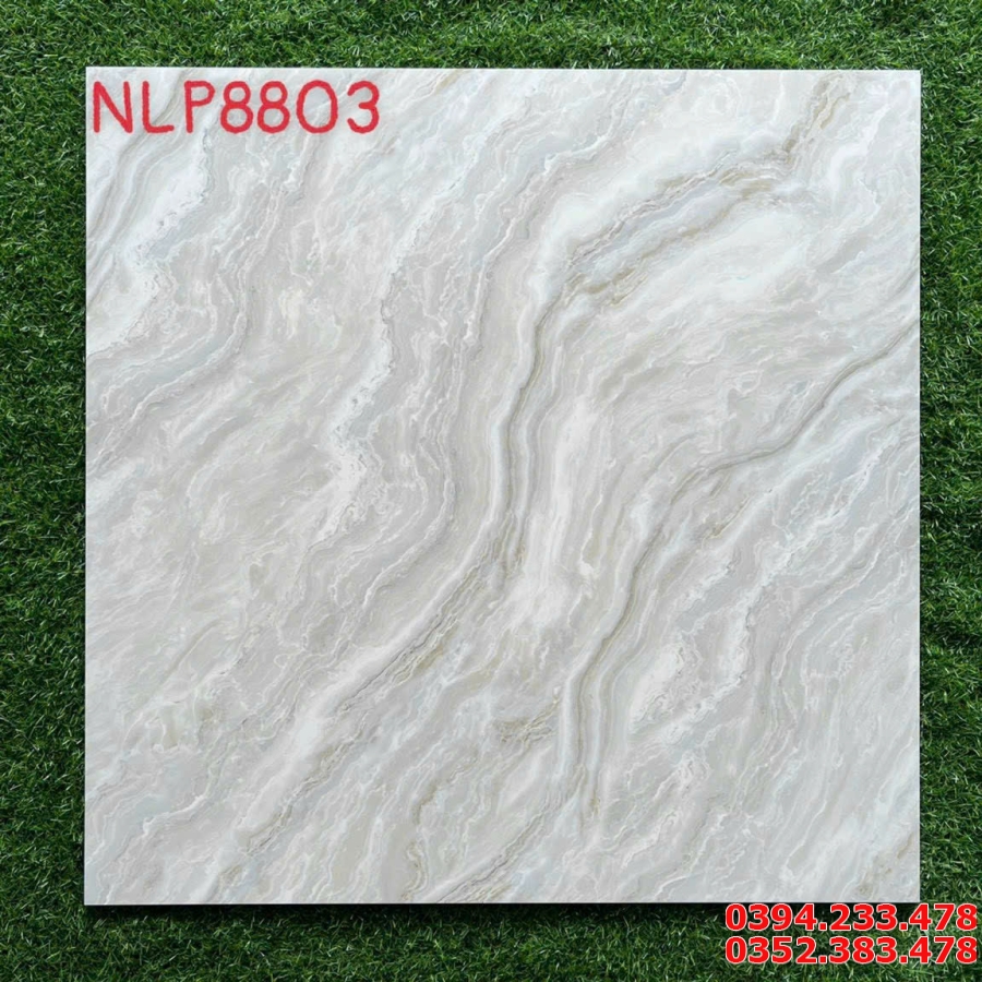 Gạch Bóng Kiếng 80x80 Trắng Vân Vàng Vi Tinh