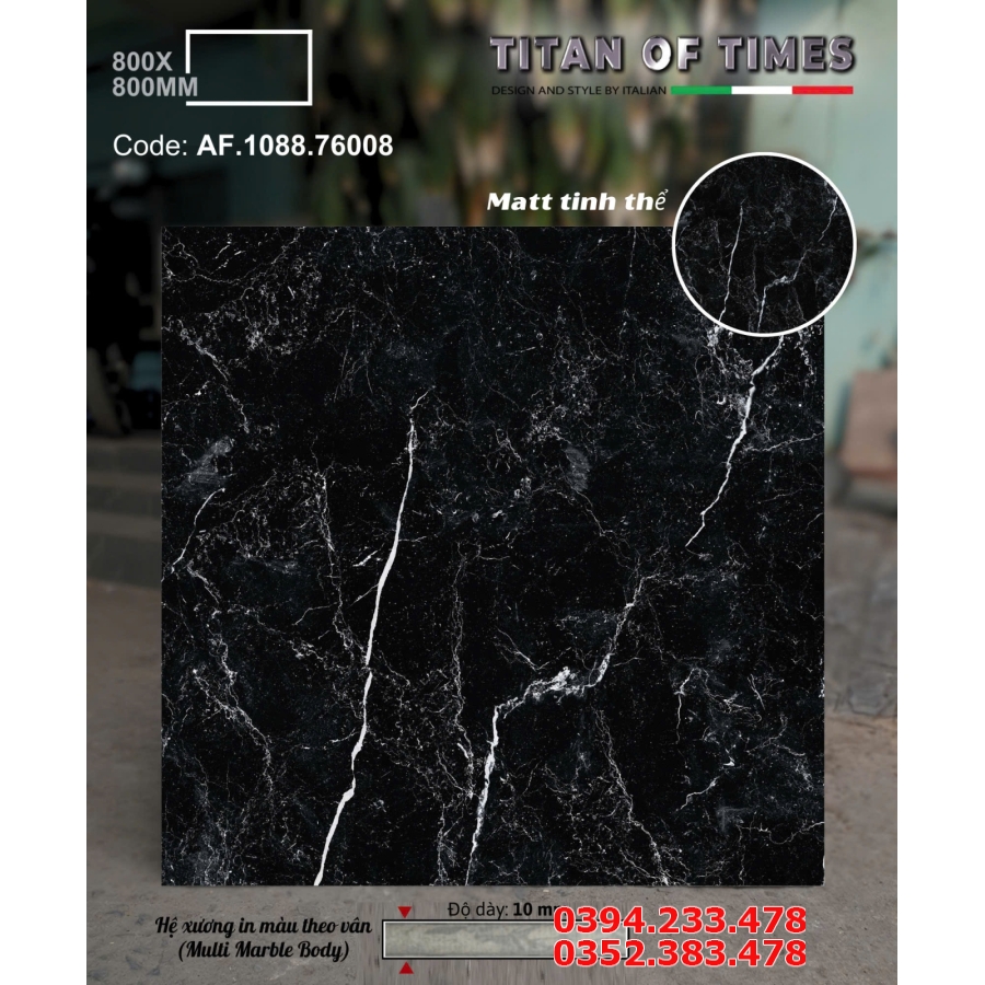 Gạch Lát Nền 80x80 Men Matt Đen Vân Trắng Ốp Mặt Tiền