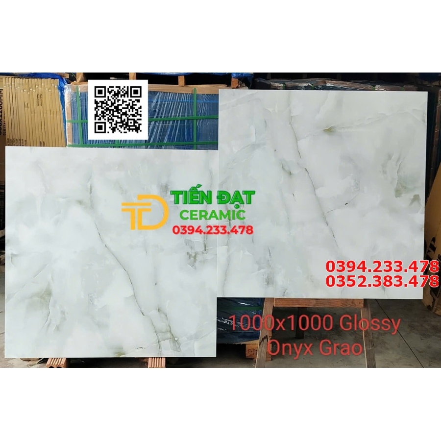 Gạch Lát Nền Cao Cấp 100x100 Trắng Xanh Nhạt Onyx Grao