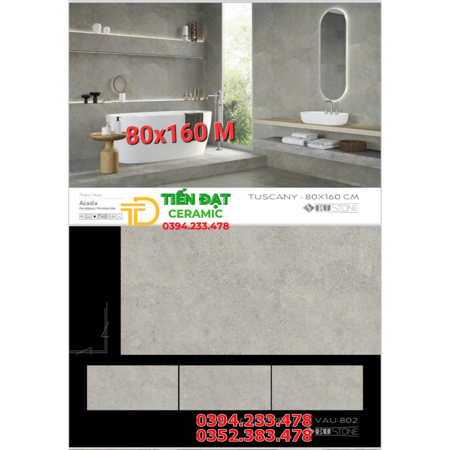 Gạch Đá Mờ Cao Cấp 80x160 TBN Ốp Lát Cao Cấp