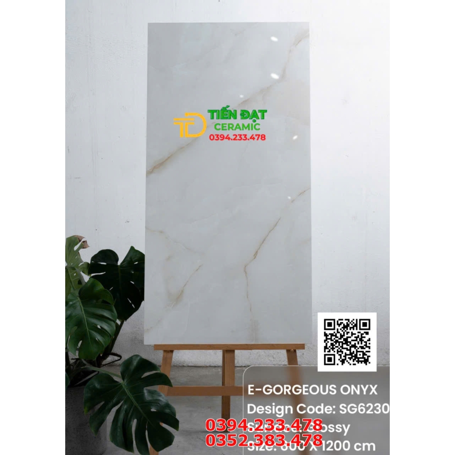 Gạch Lát Nền Phòng Khách 60x120 Ấn Độ Trắng Vân Vàng 