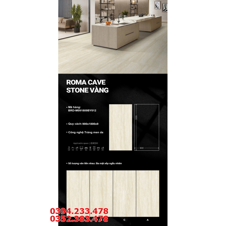 Gạch Lát Nền Phòng Khách 90x180 Khổ Lớn Vân Vàng Bóng Kiếng