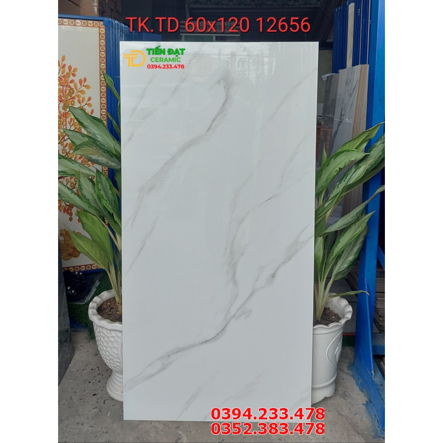 Gạch Lát Nền Phòng Ngủ 60x120 Trắng Vân Mẫu Mới