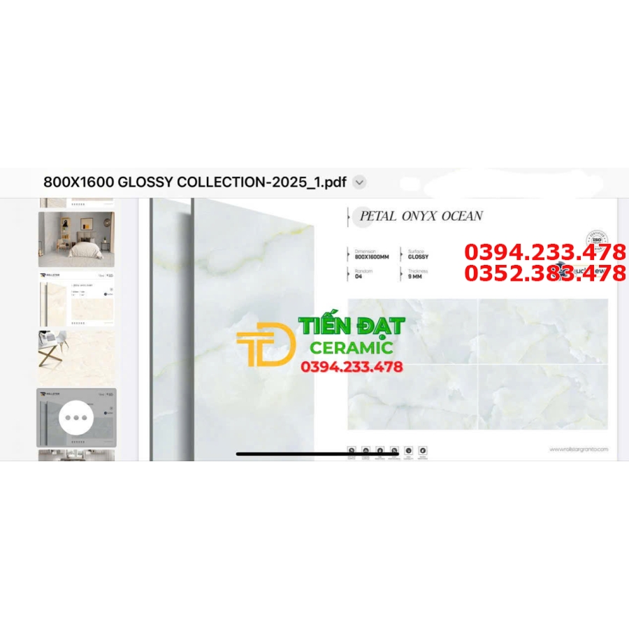 Gạch Lát Nền Phong Thủy 80x160 Vân Đá Xanh Ngọc