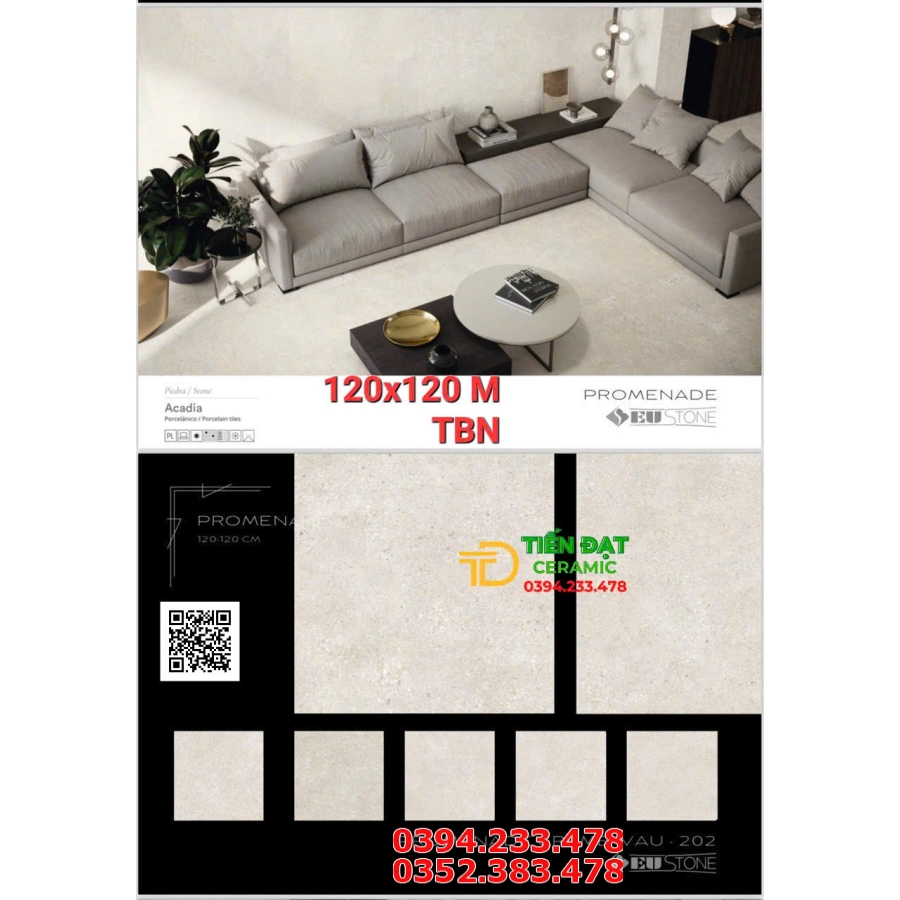 Gạch Lát Nền TBN 120x120 Khổ Lớn Terrazzo Mờ Matt