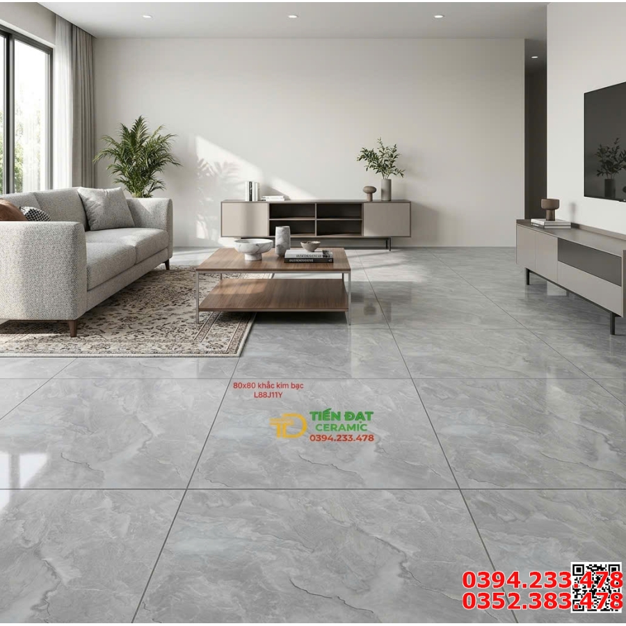 Gạch Cao Cấp TQ 80x80 Vân Giả Đá Khắc Kim Mới Đẹp