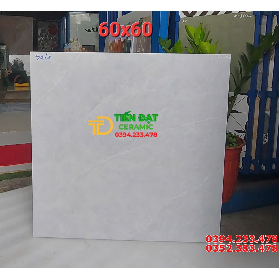 Gạch Lát Phòng Ngủ 60x60 Vân Xám Nhạt Giả Đá Giá Rẻ