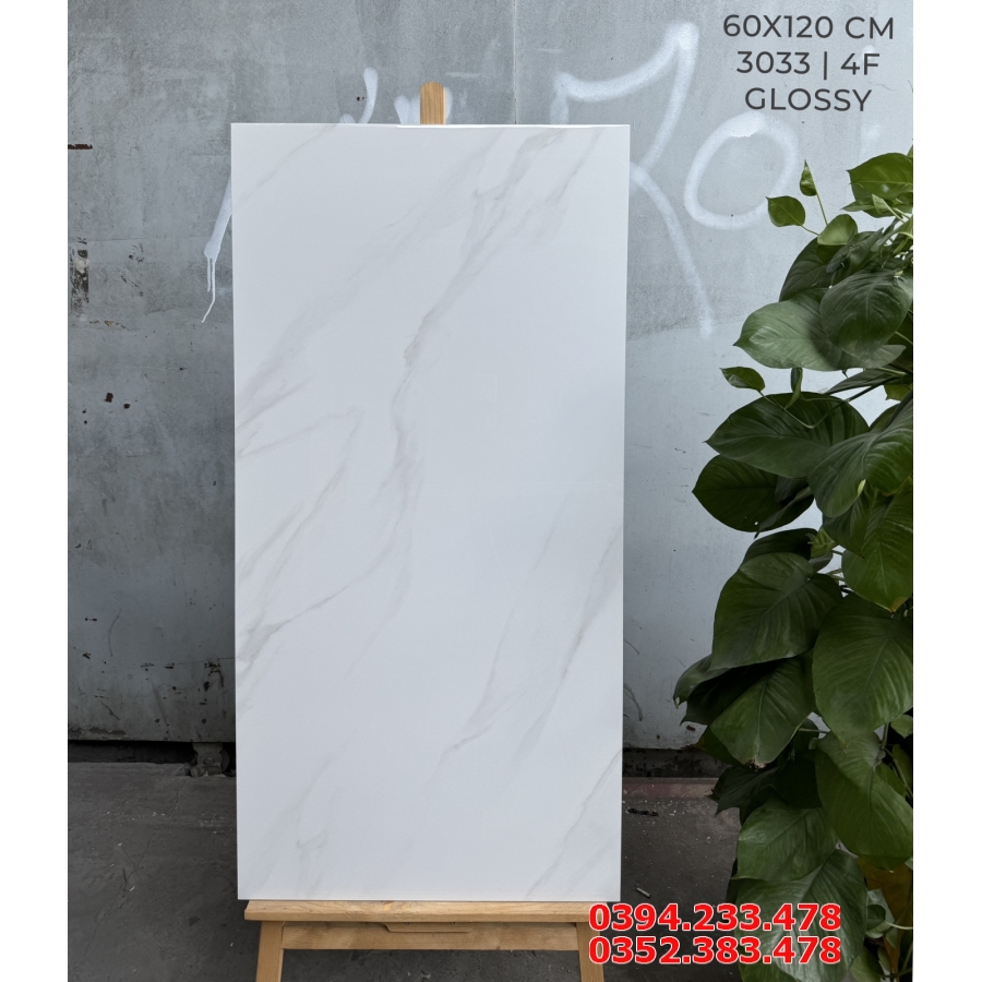 Gạch Marble 60x120 Trắng Vân Khói Ốp Tường