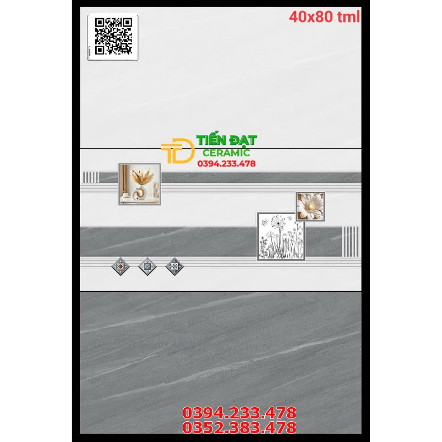 Gạch Men Ốp lát 40x80 Vân Xám Đậm Nhạt Xả Kho