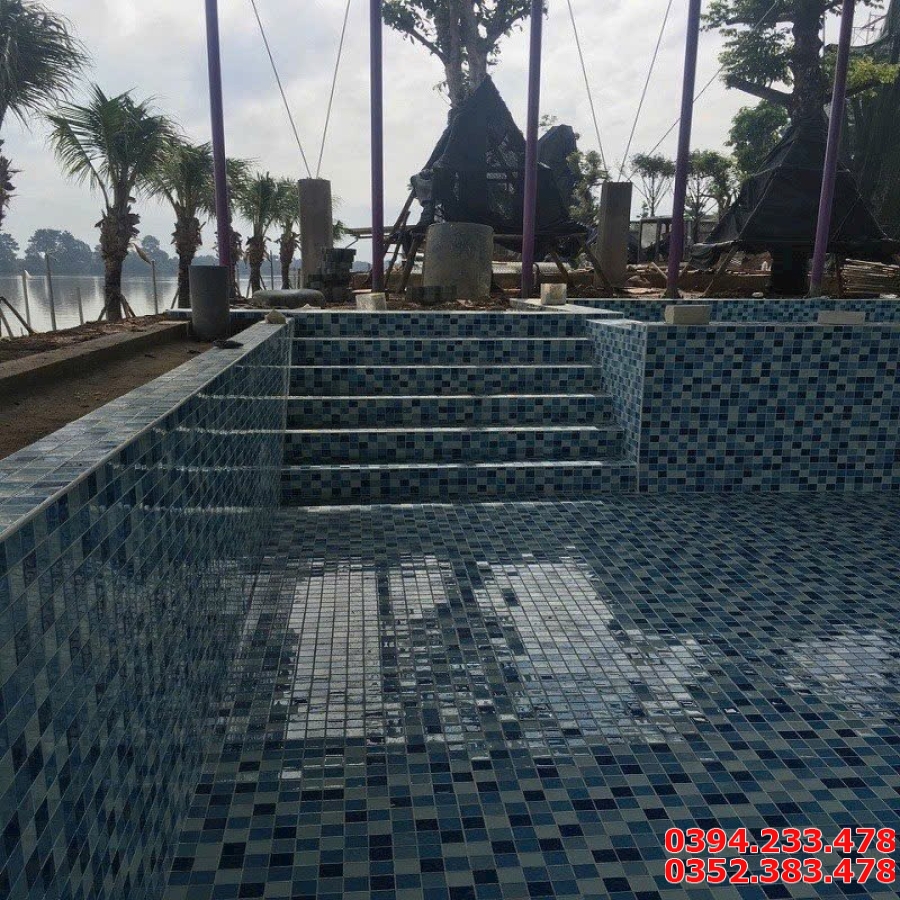 Gạch Vỉ Mosaic 30x30 Ô Vuông To Ốp Lát Hồ Bơi Bể Cá