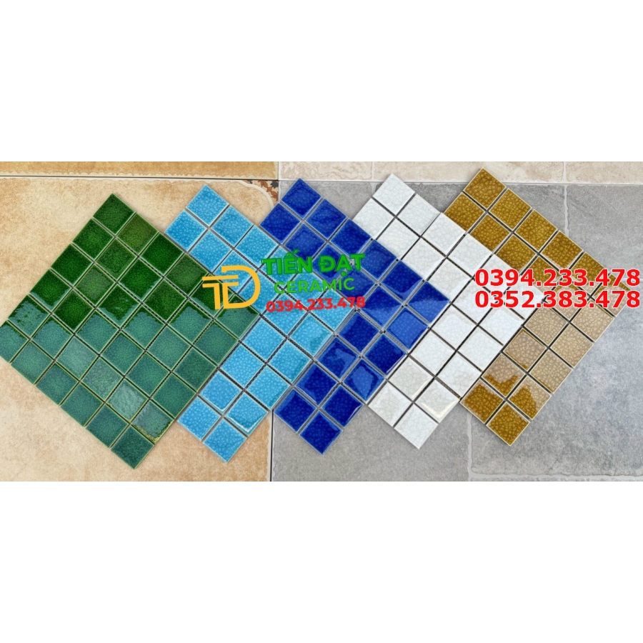 Gạch Mosaic 30x30 Thủy Tinh Men Rạn 5 Mầu Giá Rẻ