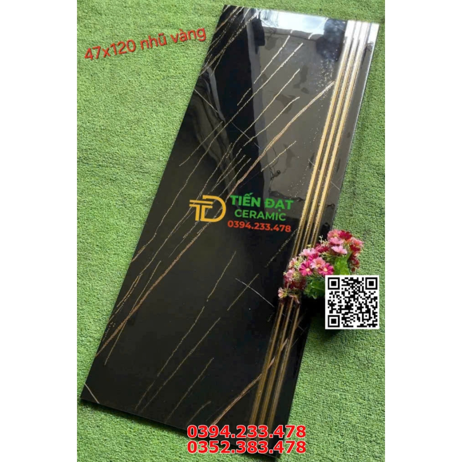 Tổng Kho Gạch Cầu Thang TQ 47X120 Đen Vàng Ánh Kim 