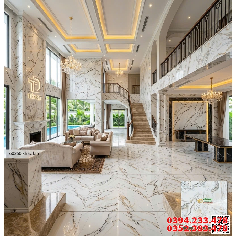 Tổng Kho Gạch TQ 60x60 Vân Ngọc Thạch Khắc Kim Mẫu Mới