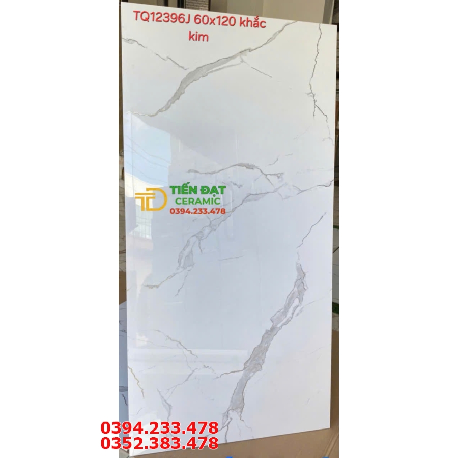 Gạch Nhập Khẩu Khổ Lớn 60x120 Ốp Lát Biệt Thự Trắng Nhũ Vàng