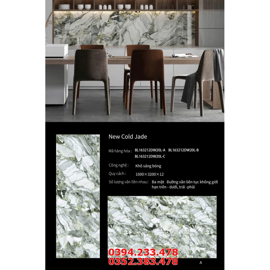 Gạch Nhập Khẩu TQ 1600x3200 Trắng Vân Xanh Ngọc Mẫu Mới