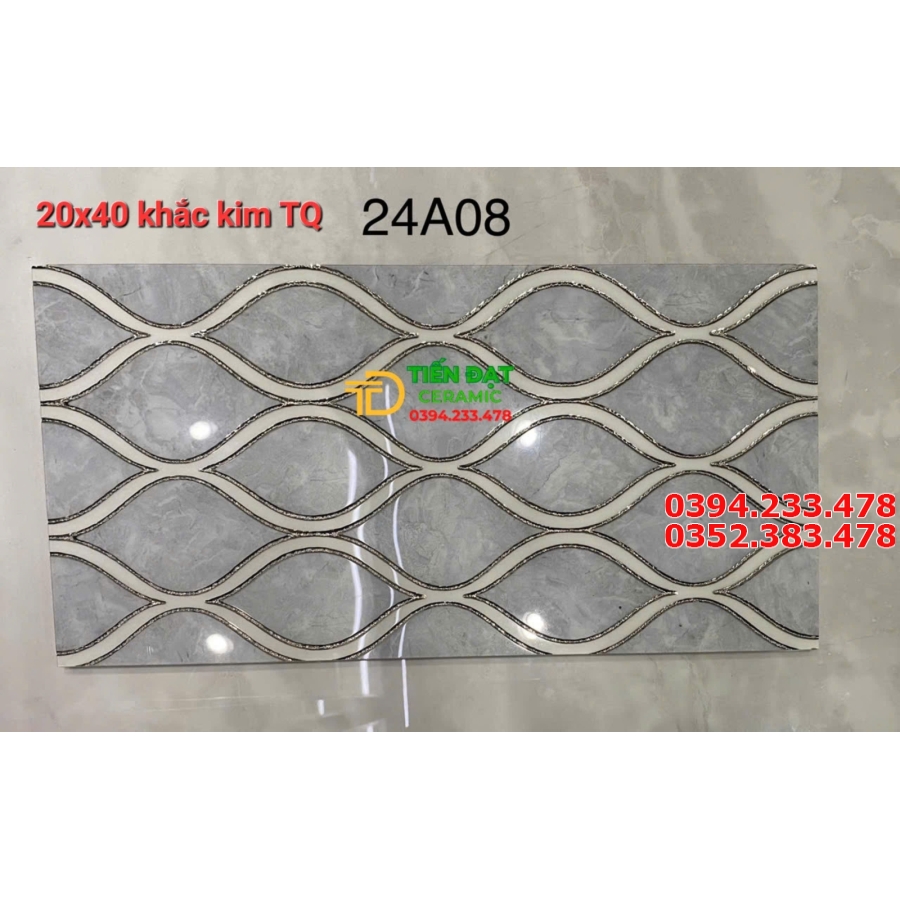 Gạch Trang Trí TQ 20x40 Vân Giả Đá Nhũ Vàng