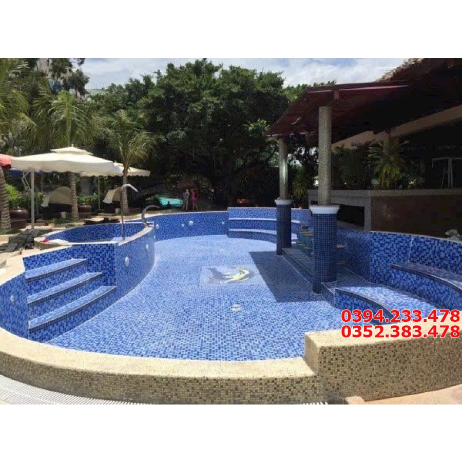 Gạch Thủy Tinh Men Rạn 30x30 Dán Bể Bơi Mẫu Mới