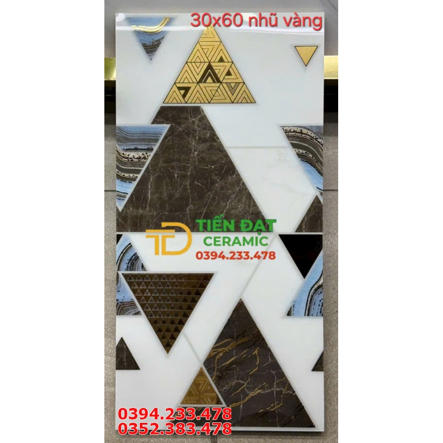 Gạch Nhập Khẩu TQ 30x60 Hoa Văn Khắc Vàng Bạc Đẹp Nhất