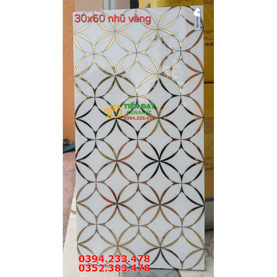 Gạch Nhập Khẩu TQ 30x60 Nhũ Vàng Ốp Tường Trang Trí 