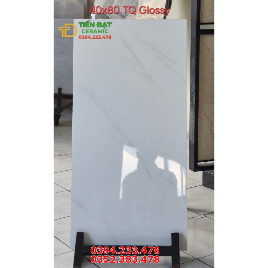 Gạch Nhập Khẩu TQ 40x80 Ốp Phòng Khách Trắng Vân 