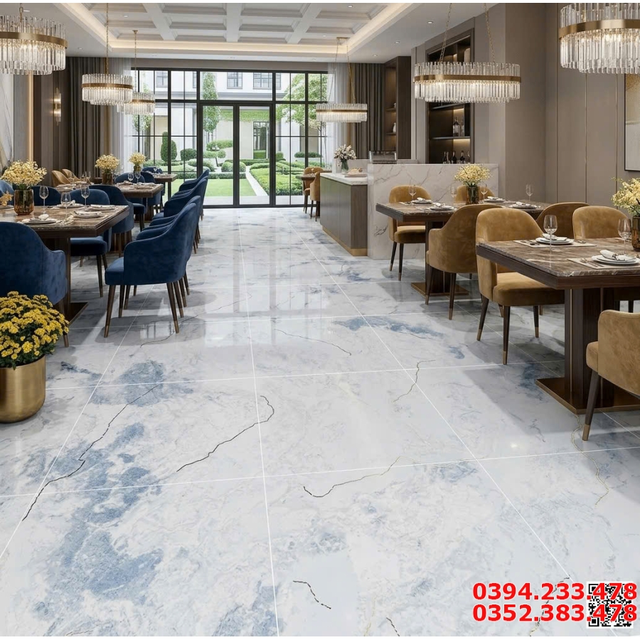 Tổng Kho Gạch TQ 60x60 Trắng Xanh Nhạt Nhũ Vàng Tại Miền Nam