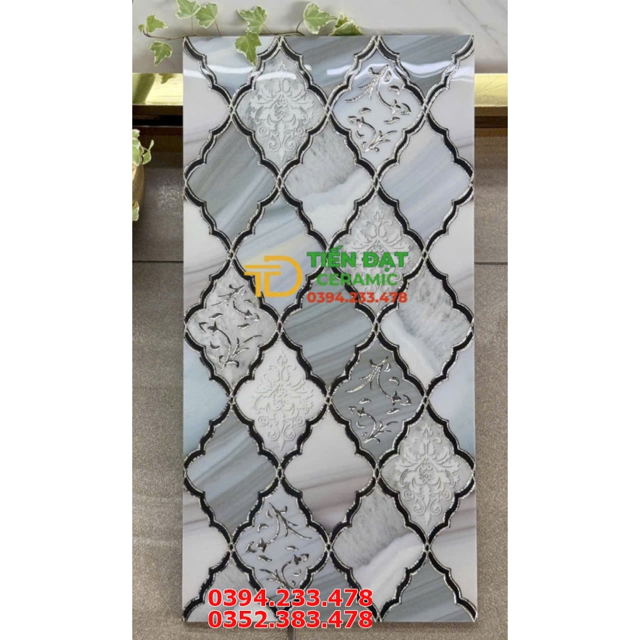 Gạch Nhũ Bạc Trắng TQ 30x60 Ô Vuông Trang Trí Mới Nhất