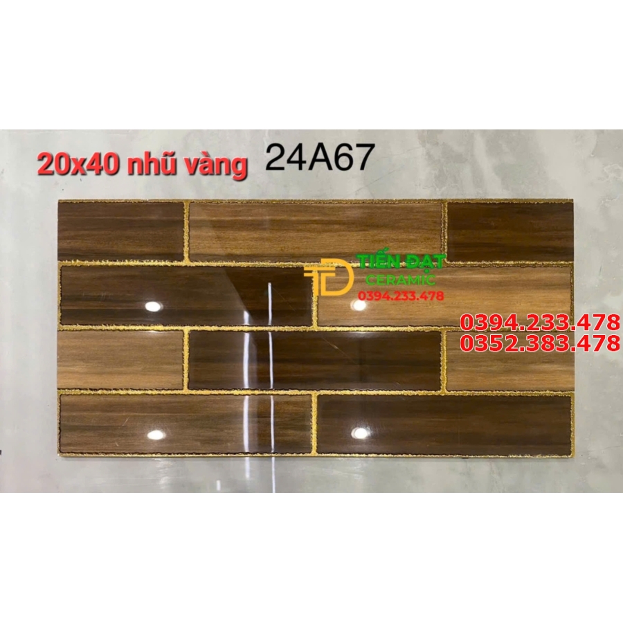 Gạch Nhũ Vàng 20x40 Trang Trí Giả Gỗ TQ