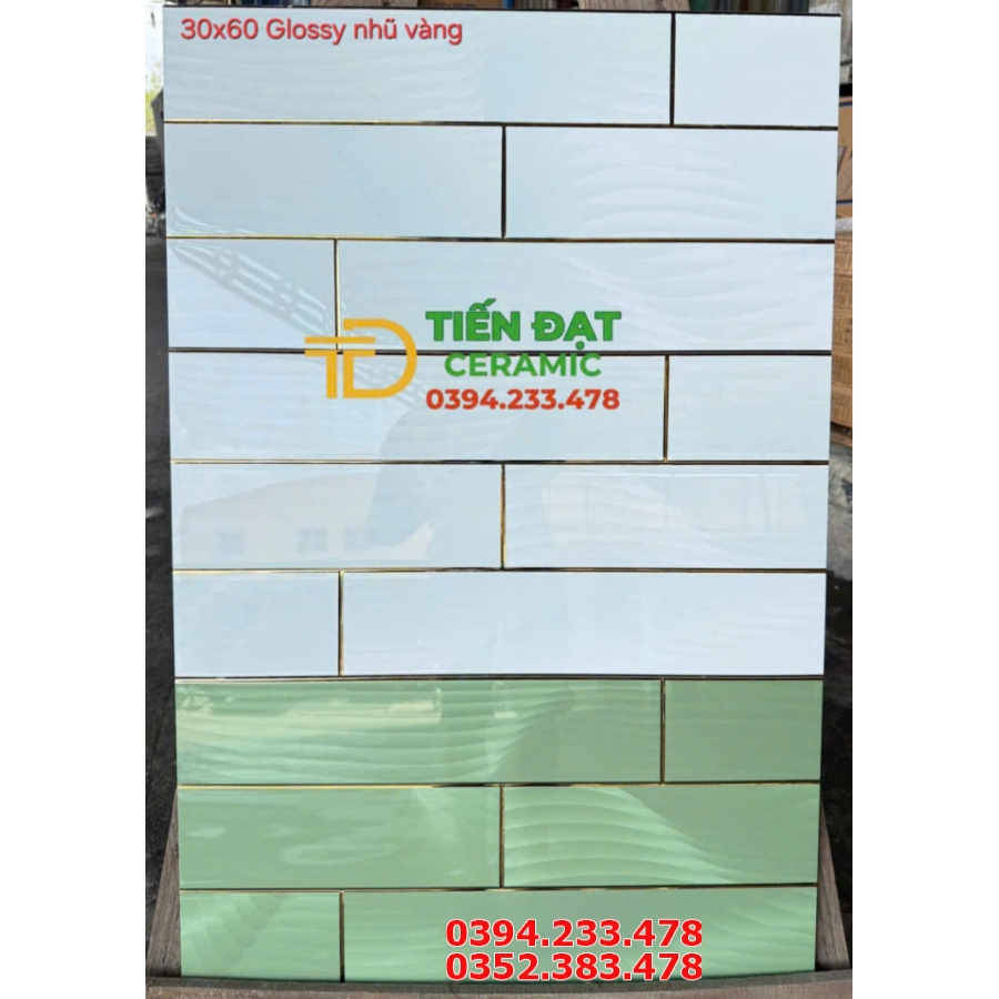 Gạch Nhũ Vàng TQ 30x60 Bộ Xanh Đậm Nhạt Cao Cấp