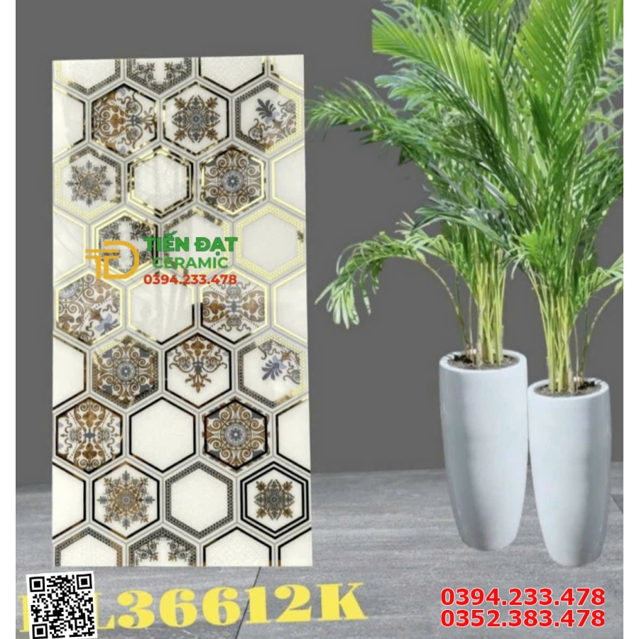 Gạch Nhũ Vàng TQ 30x60 Trang Trí Điểm Nhấn Ô Lục Giác